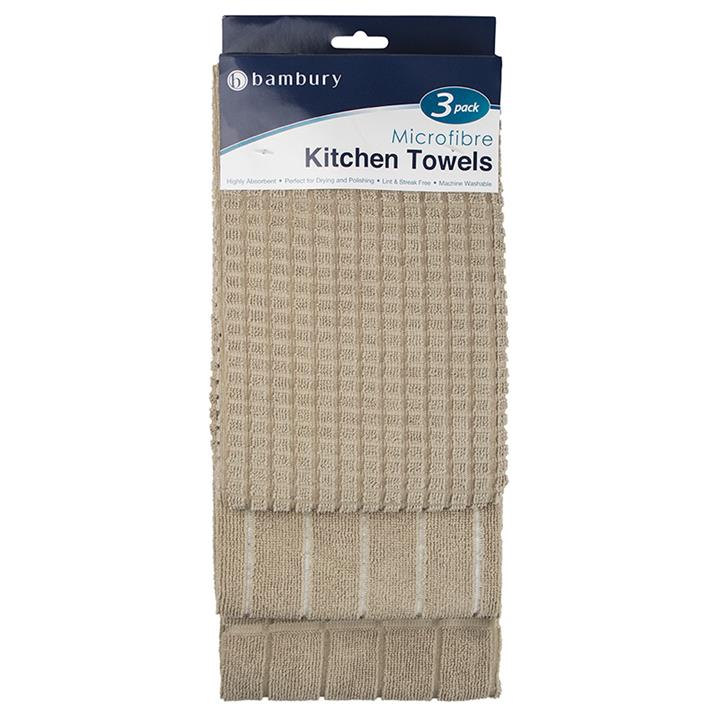 Microfibre 3pc Kitchen Towel Set Mocha