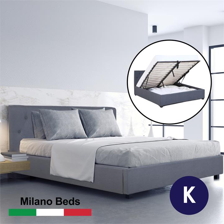 Milano Capri Luxury Gas Lift Bed With Headboard (Model 3) - Grey  No.28 - King