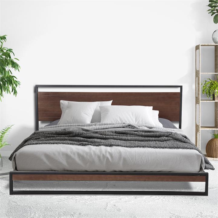 Milano Decor Azure Bed Frame with Headboard  Black - Single