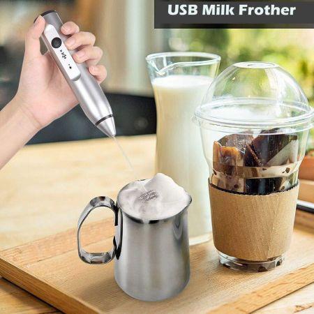 Milk Frother 3-Speed 8000/10000 /12000 RPM  Handheld USB Rechargeable Foam Maker Electric Frother with 2 Stainless Whisks Adjustable Durable Blender