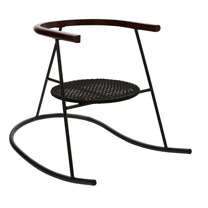 Miller Black Chair In/Outdoor With Teak Arms