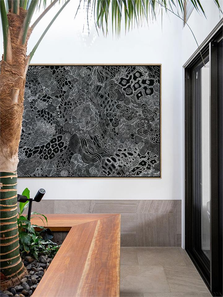 Mina Mina Jukurrpa I - Black Box Frame Canvas - 90x120 - Landscape