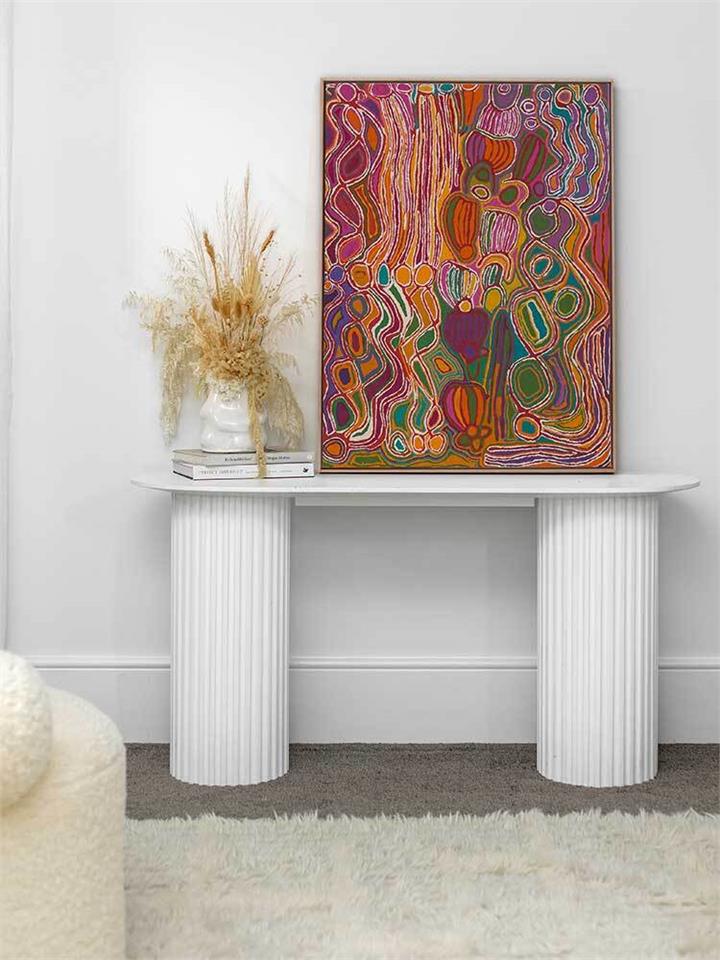 Mina Mina Jukurrpa VIII Pink - Oak Box Frame Canvas - 90x120 - Landscape