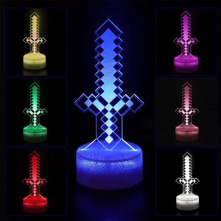 Miner Sword  7 Colors Changing Lamp Touch Control,Christmas Birthday Gifts for Children Kids