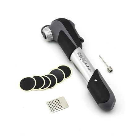 Mini Bike Pump & Glueless Puncture Repair Kit - Fits Presta & Schrader - 120 PSI - No Valve Changing Needed