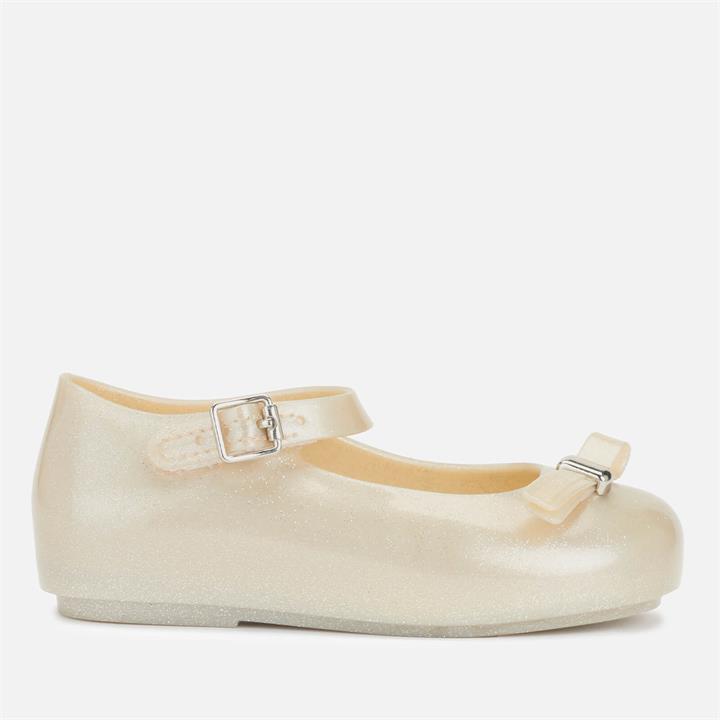 Mini Melissa Toddler's Mini Dora Flats - Pearl Shimmer Bow - UK 7 Toddler