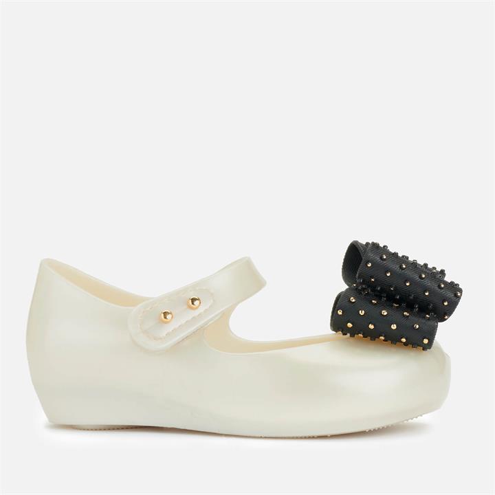 Mini Melissa Toddler's Mini Ultragirl Dot Bow Ballet Flats - Pearl Contrast - UK 5 Toddler