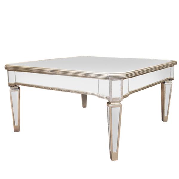 Mirrored Coffee Table Antique Ribbed square