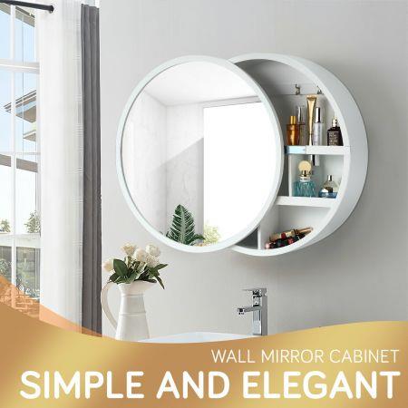 Mirrored Wall Bathroom Cabinet Round Mirror Cabinet Medicine Cabinet White