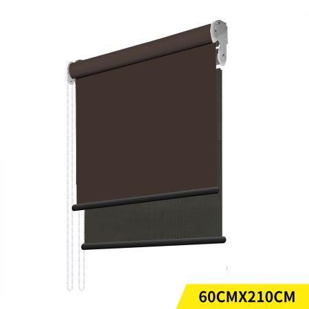 Modern Day/Night Double Roller Blinds Commercial Quality 60x210cm Coffee Black