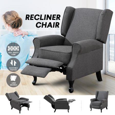 Modern Fabric Recliner Chair Lounge Single Sofa Deep Grey