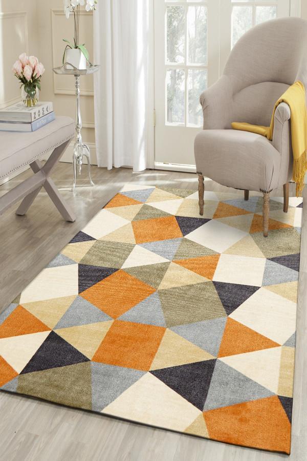 Modern Pixels Rug Rust Grey Blue 320x230cm