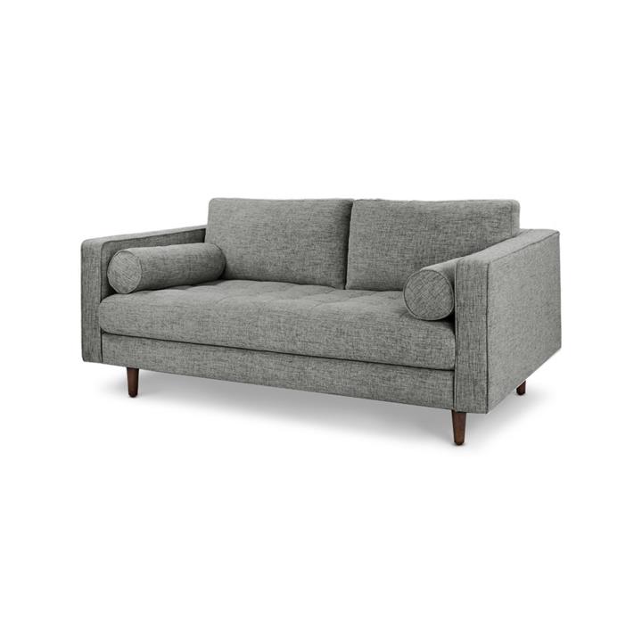 Montana 2 Seater Sofa in Grey fabric with solid Timber legs