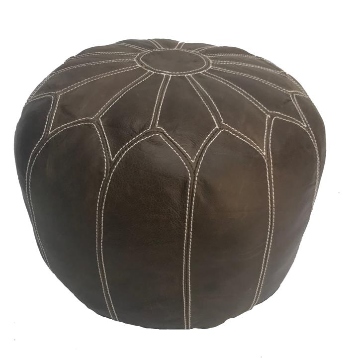 Morrocan Brown Leather Ottoman