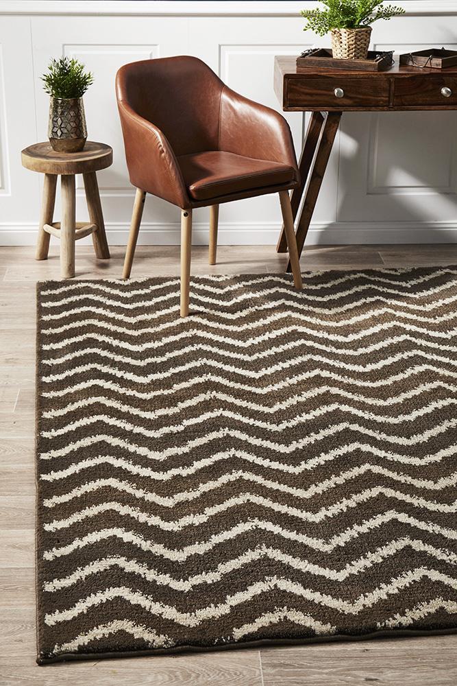 Morrocan Chevron Design Rug Brown Beige 230x160cm