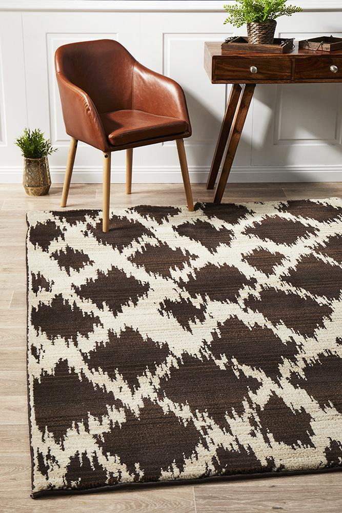 Morrocan Diamond Design Rug Chocolate 230x160cm
