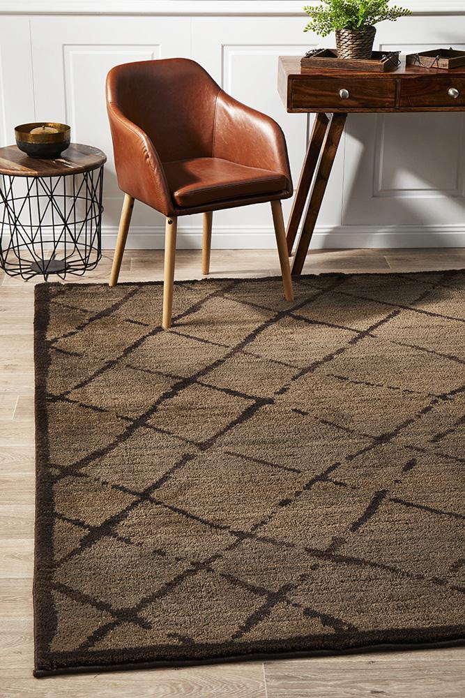 Morrocan Rustic Design Rug Chocolate 230x160cm