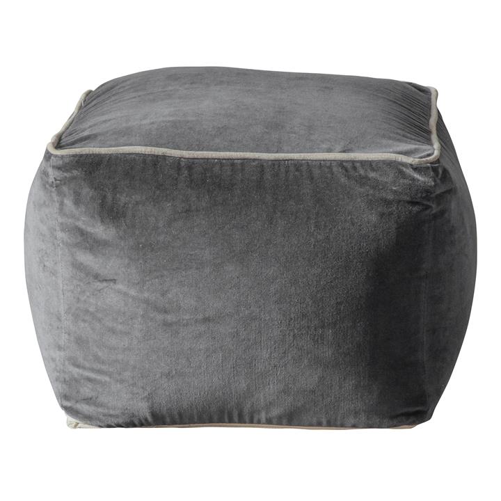 Morse Velvet Pouffe Silver
