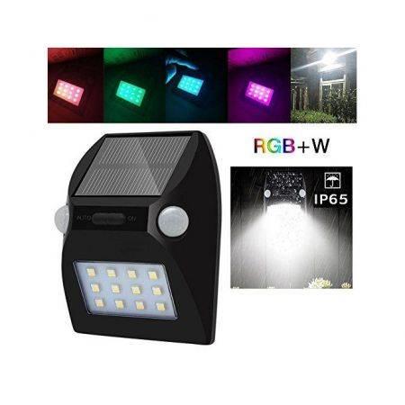 Motion Sensor Solar LED Lights Waterproof IP65 Auto On/Off with RGB