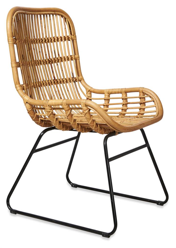 Mudoro Rattan Armchair with Metal Legs - Natural/Black