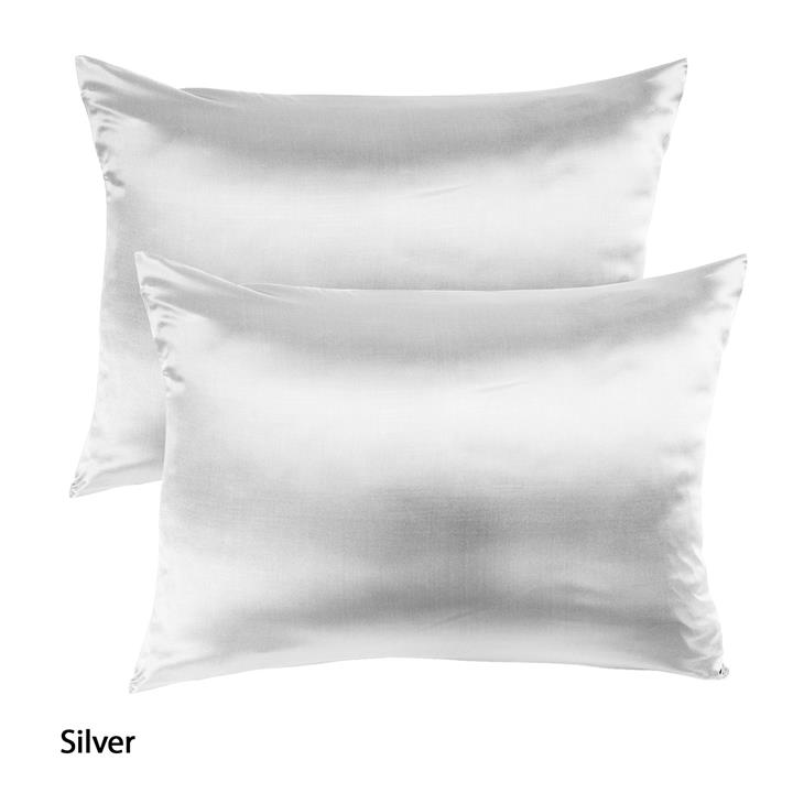MULBERRY SILK PILLOW CASE TWIN PACK - SIZE: 51X76CM - SILVER