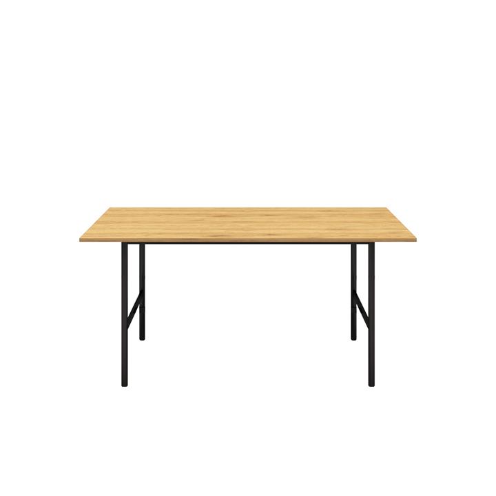 Munich Oak Melamine Wood Dining Table with Black Metal Legs