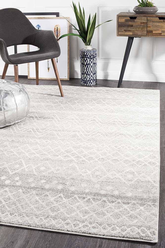 Nadia Grey Rustic Tribal Rug 230x160cm