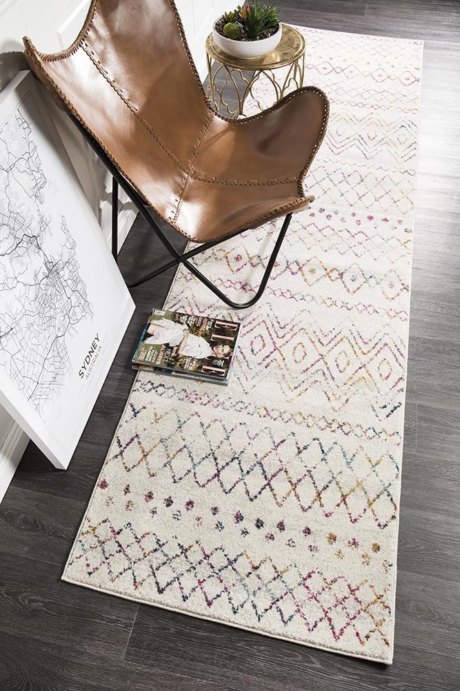 Nadia Multi Rustic Tribal Runner Rug 300x80cm