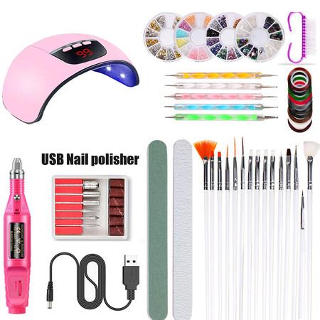 Nail Polish 45W USB Nail Lamp UV Phototherapy Lamp Polishing Strip Manicure Tools Kit 40PCS