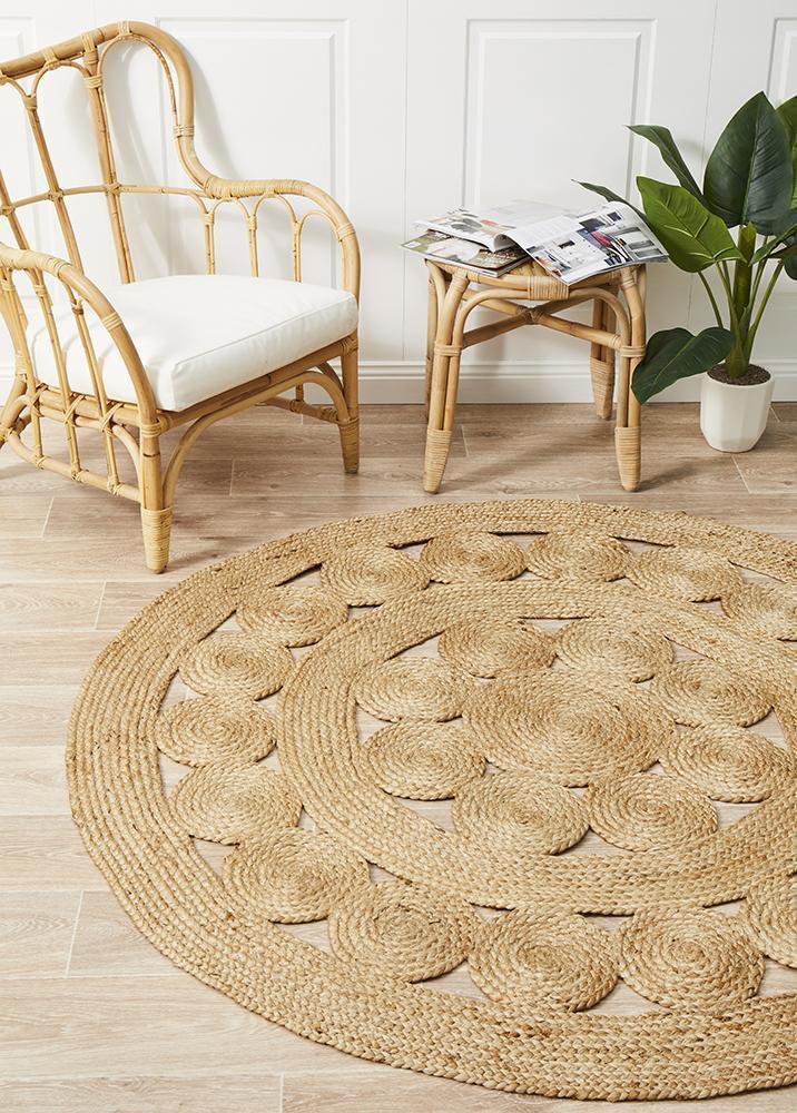 Natural Daisy Jute Rug 150x150cm