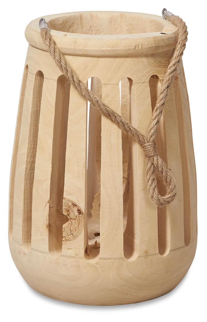 Navi Paulownia Wooden Cut Out Lantern with Glass Large
