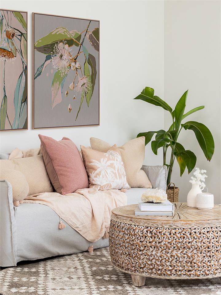 Neutral Flowering Gum II - Oak Box Frame Canvas - 60x90 - Portrait