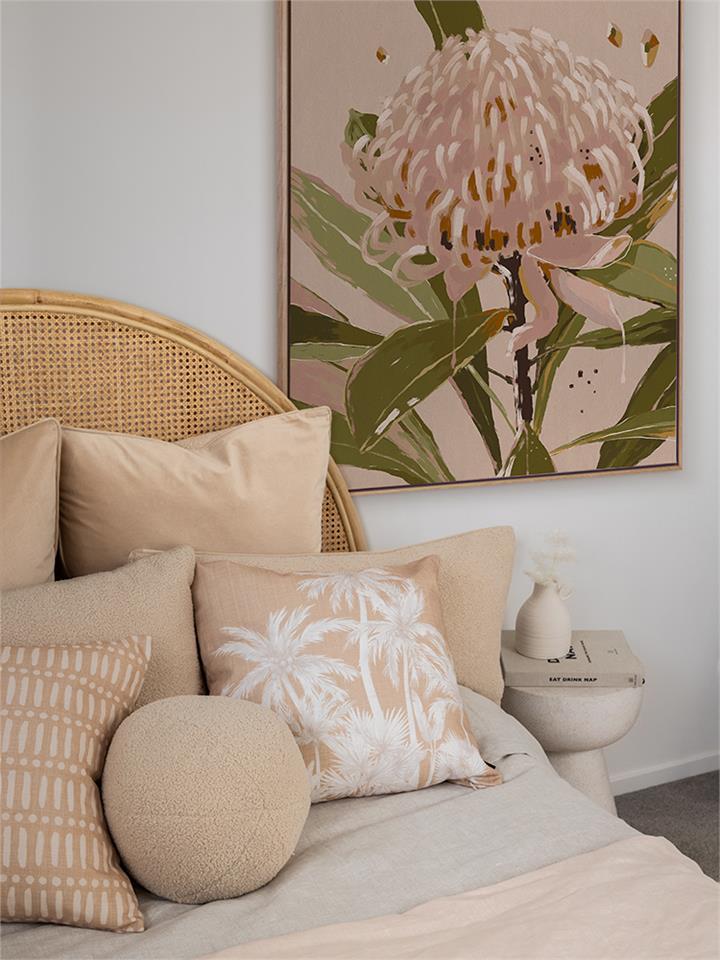 Neutral Waratah - Oak Box Frame Canvas - 60x90 - Portrait