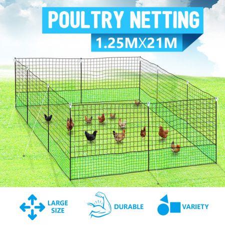 New 21m x 125cm Poultry Net Chicken Fence Netting Chooks Ducks Hens W/ 10 Posts