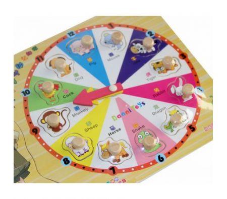 New Clock Model Children's Education Toy Wooden Intelligence Zodiac Puzzle