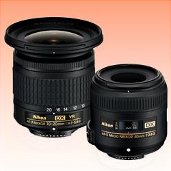 New Nikon DX Landscape & Macro 2 Lens Kit with 10-20mm f/4.5-5.6 and 40mm f/2.8 Lenses (1 Year Warranty)
