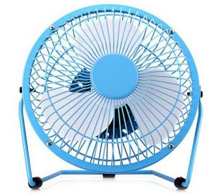 New USB Powered 6 Inch Mini Desktop Fan 360 Degree Rotation Blue