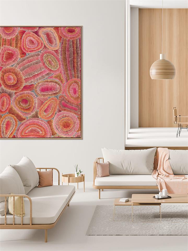 Ngapa Jukurrpa IV Red - Black Box Frame Canvas - 90x120 - Landscape