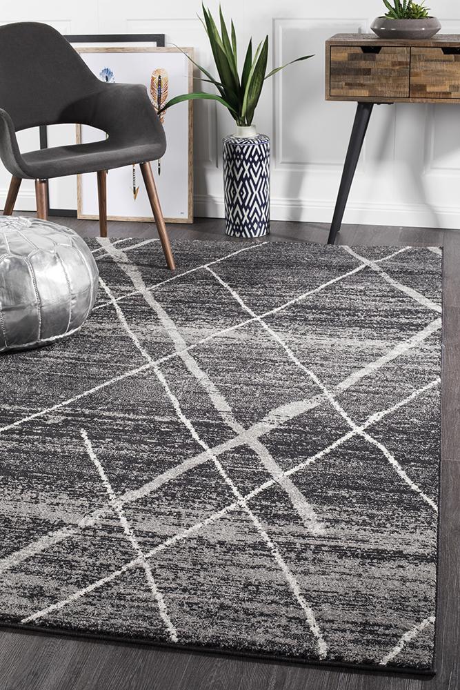 Noah Charcoal Contemporary Rug 400x300cm