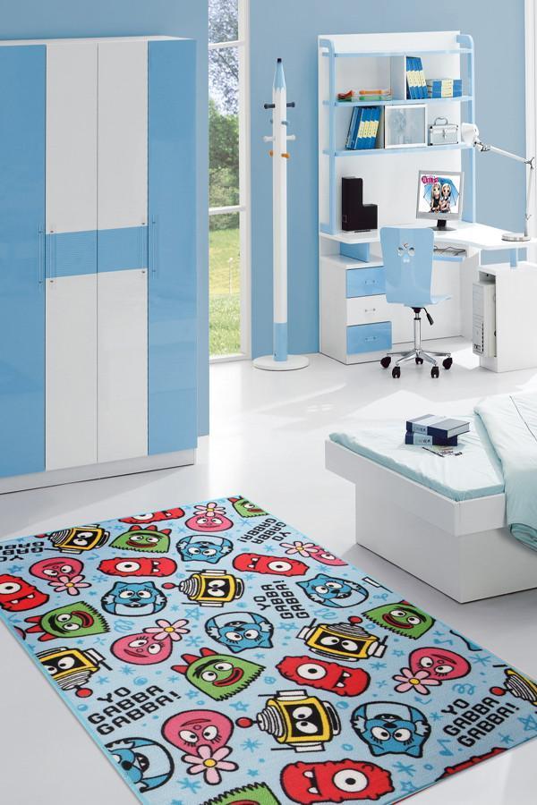 Non Slip Yo Gabba Gabba Blue Rug 150x100cm