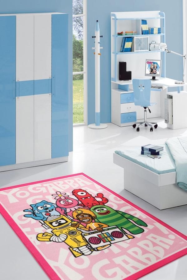 Non Slip Yo Gabba Gabba Blue Team Rug 150x100cm