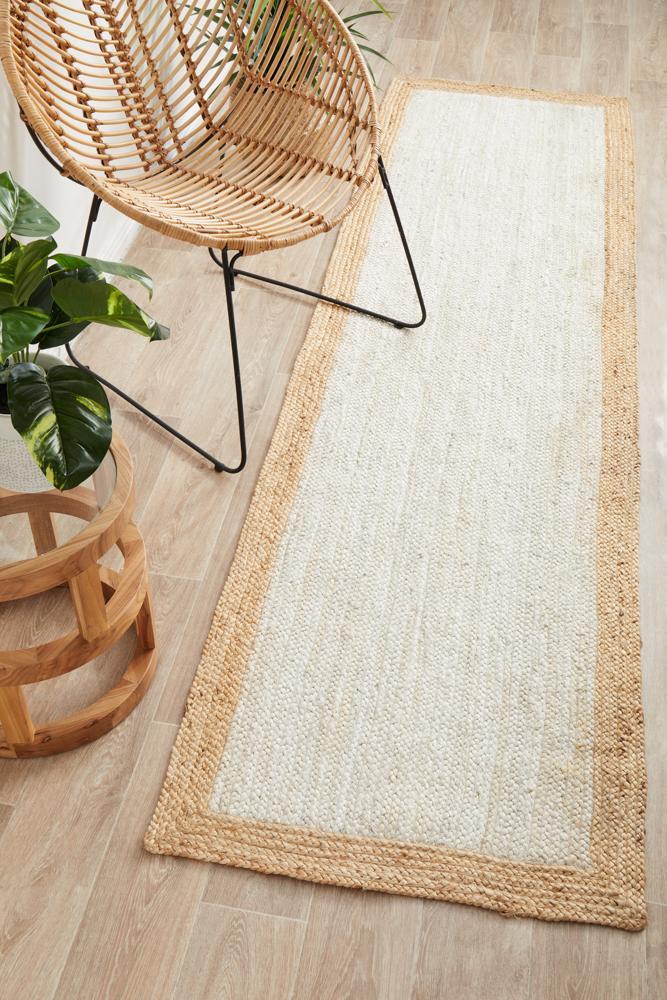 Noosa 333 White Natural Runner Rug - 400X80CM