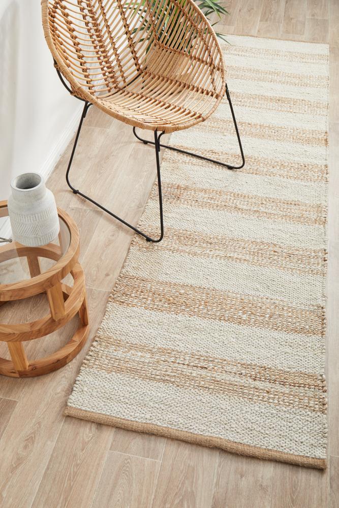 Noosa 555 Natural White Runner Rug - 300X80CM