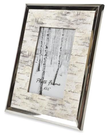 Norway Wood and Steel Picture Frame Small - Silver/White