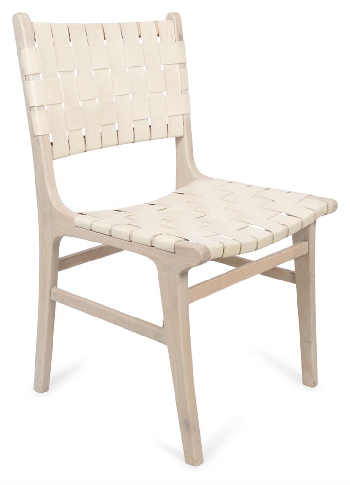 Numada Leather Weave Dining Chair in Ivory