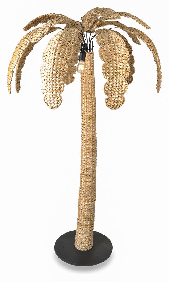 Oasis Rush Grass And Iron  Palm Feature Floor Lamp Large - Natural/Black