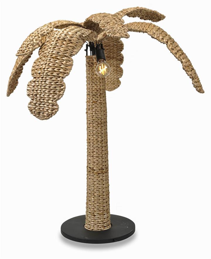 Oasis Rush Grass And Iron  Palm Feature Floor Lamp Medium - Natural/Black
