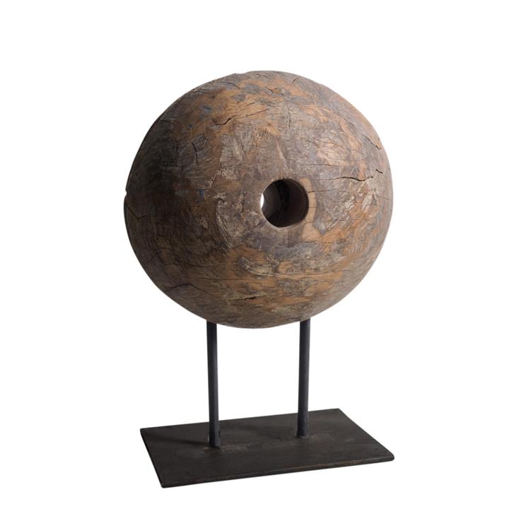 Old Indian Wooden Pully On Stand