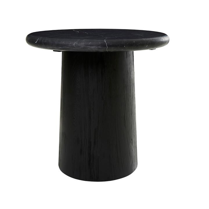 Onyx Black Marble Top/Wood Base Side Table