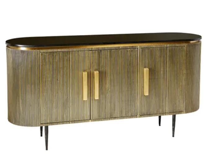 Oria Brass Foil Sideboard-Black Stone